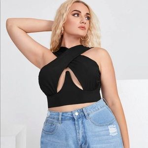 Plus wrap front crop top